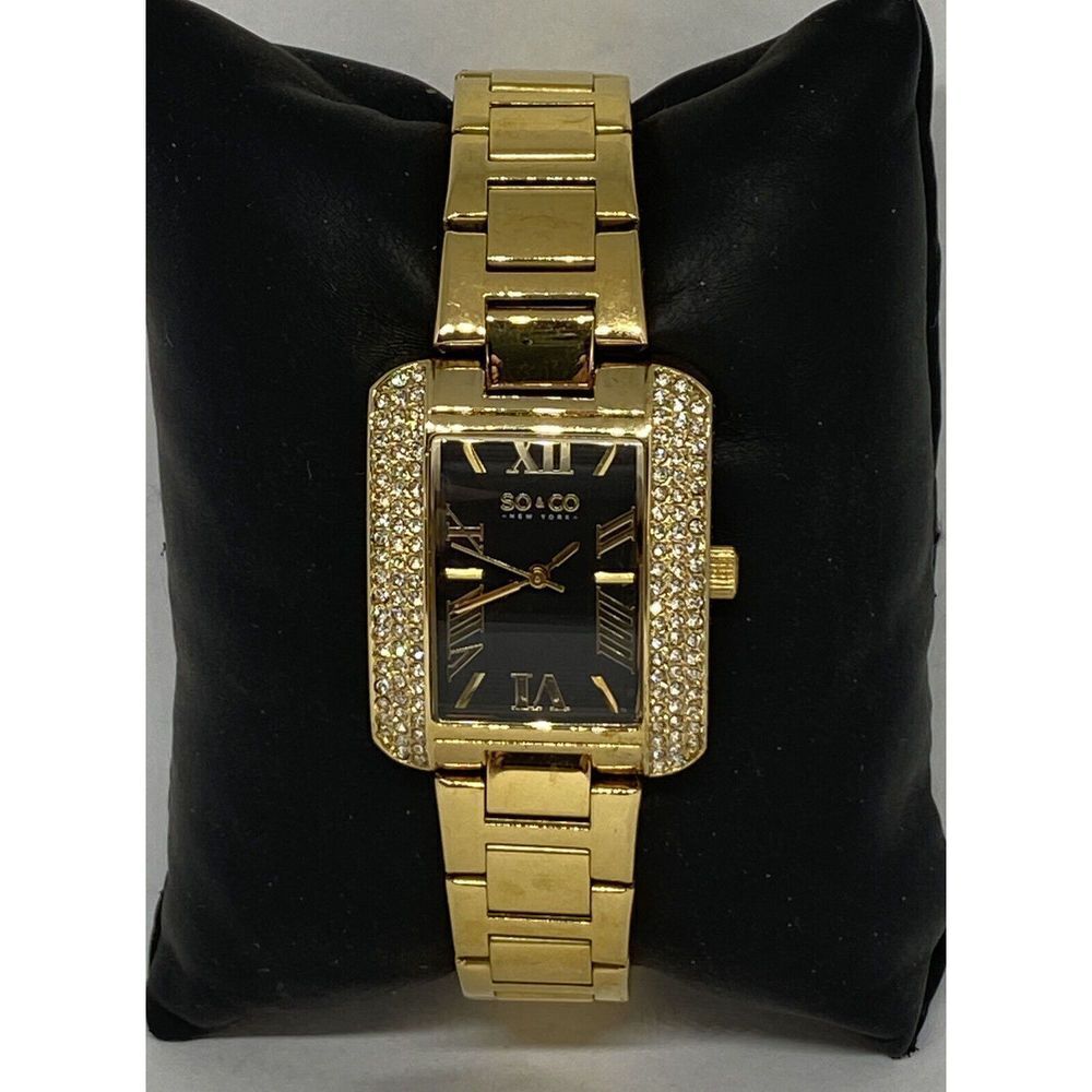SO & CO Women's Stainless Steel Analog Black Dial Quartz Genuine Wrist Watch WK6